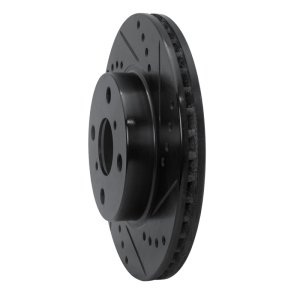 Toyota Prius Brake Rotor (1) - Front Right - R1 Concepts - Drilled & Slotted - Black - `01-`03